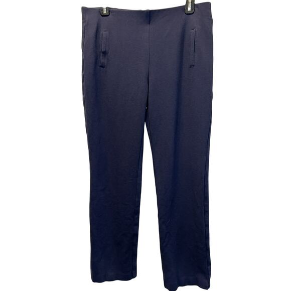 Chicos Navy Stretch Ponte knit pull-on straight Leg Womens M/8 - Picture 1 of 11